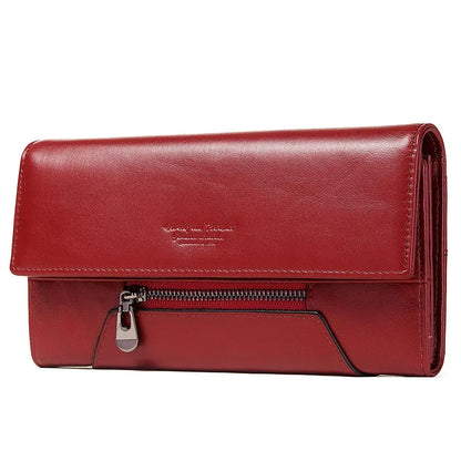Genuine Leather Tri-fold Wallet for Women RFID Blocking Credit Card Holder