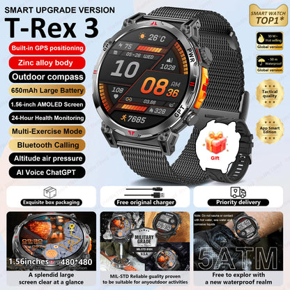 Unisex T-Rex3 GPS Sports Smartwatch – Fitness Tracker Heart Rate Monitor 3ATM Waterproof Smart Watch