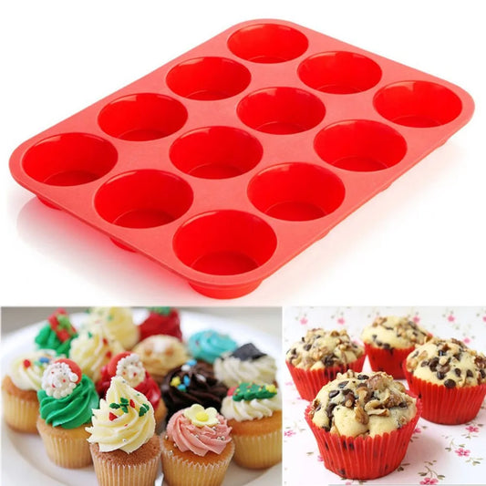 12-Cup Non-Stick Silicone Muffin Baking Pan