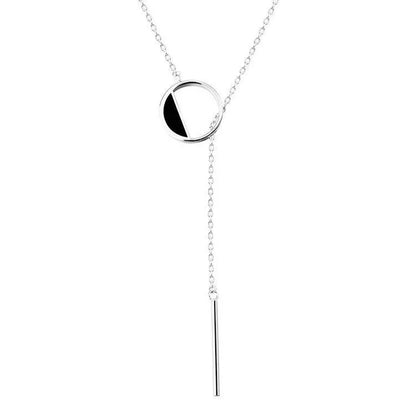 Silver Color Black Women's Round Necklace