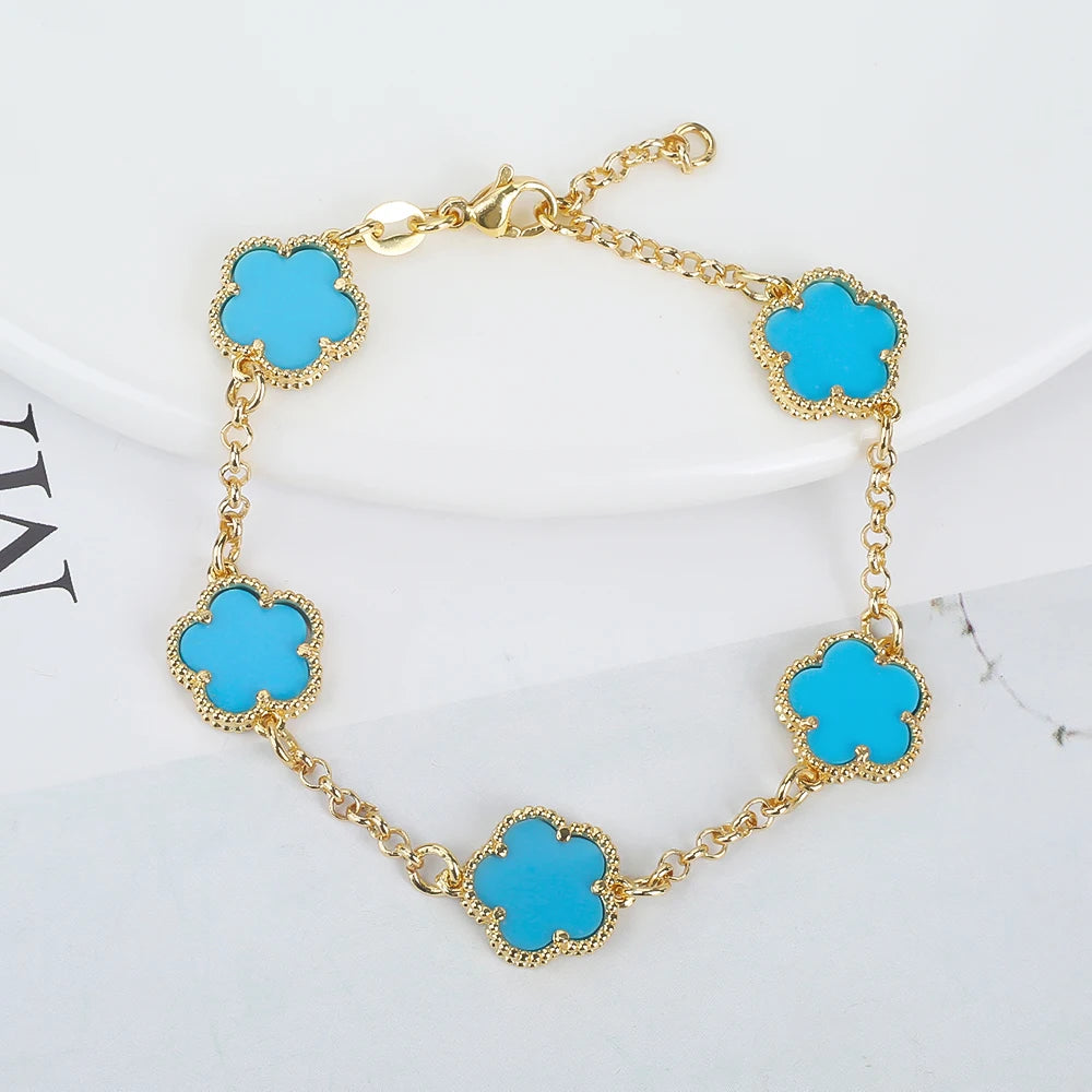 Gold-Plated Hollow Plum Blossom Double-Sided anklet Bracelet