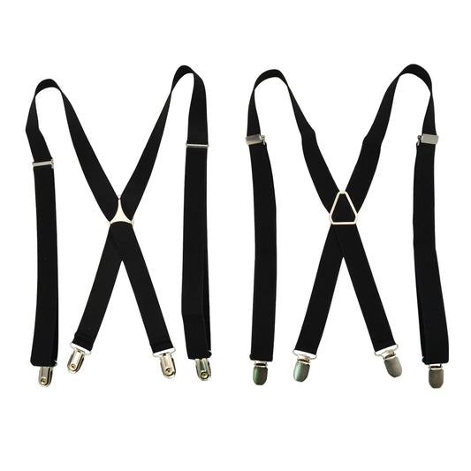 Adjustable 4-Clip Black Suspenders for Men