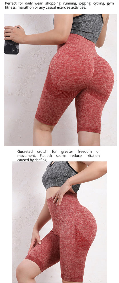 Women's High Waist Tummy Control Workout Elastic Yoga Shorts