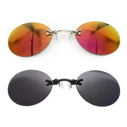 Men's Round Rimless Mini Clip On Nose Glasses