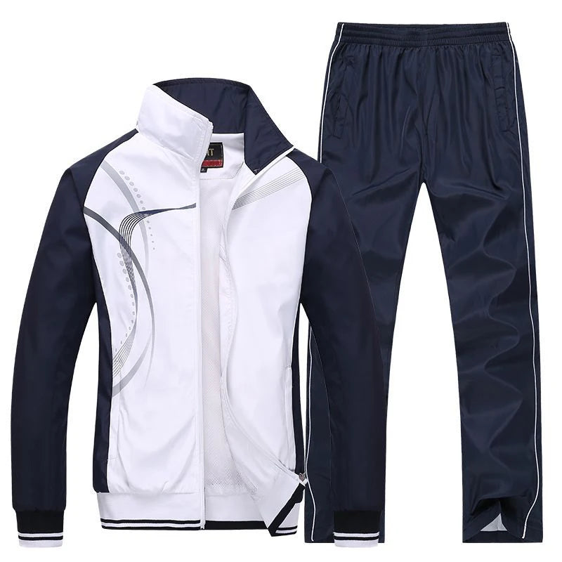 Men Sportswear Spring Autumn 2 Piece Tracksuit Jacket Pant