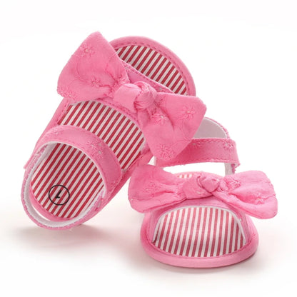Baby Mädchen Sandalen mit Schleife, atmungsaktiv, flach, Prinzessin, weiche Sohle