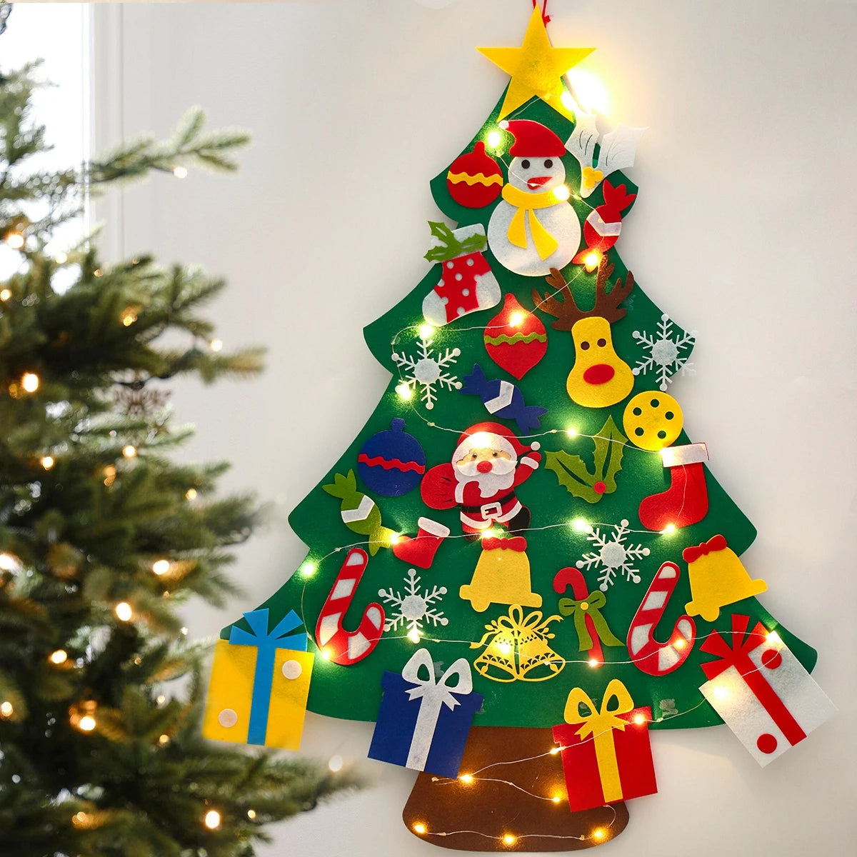 Sapin de Noël en feutre avec lumières à faire soi-même