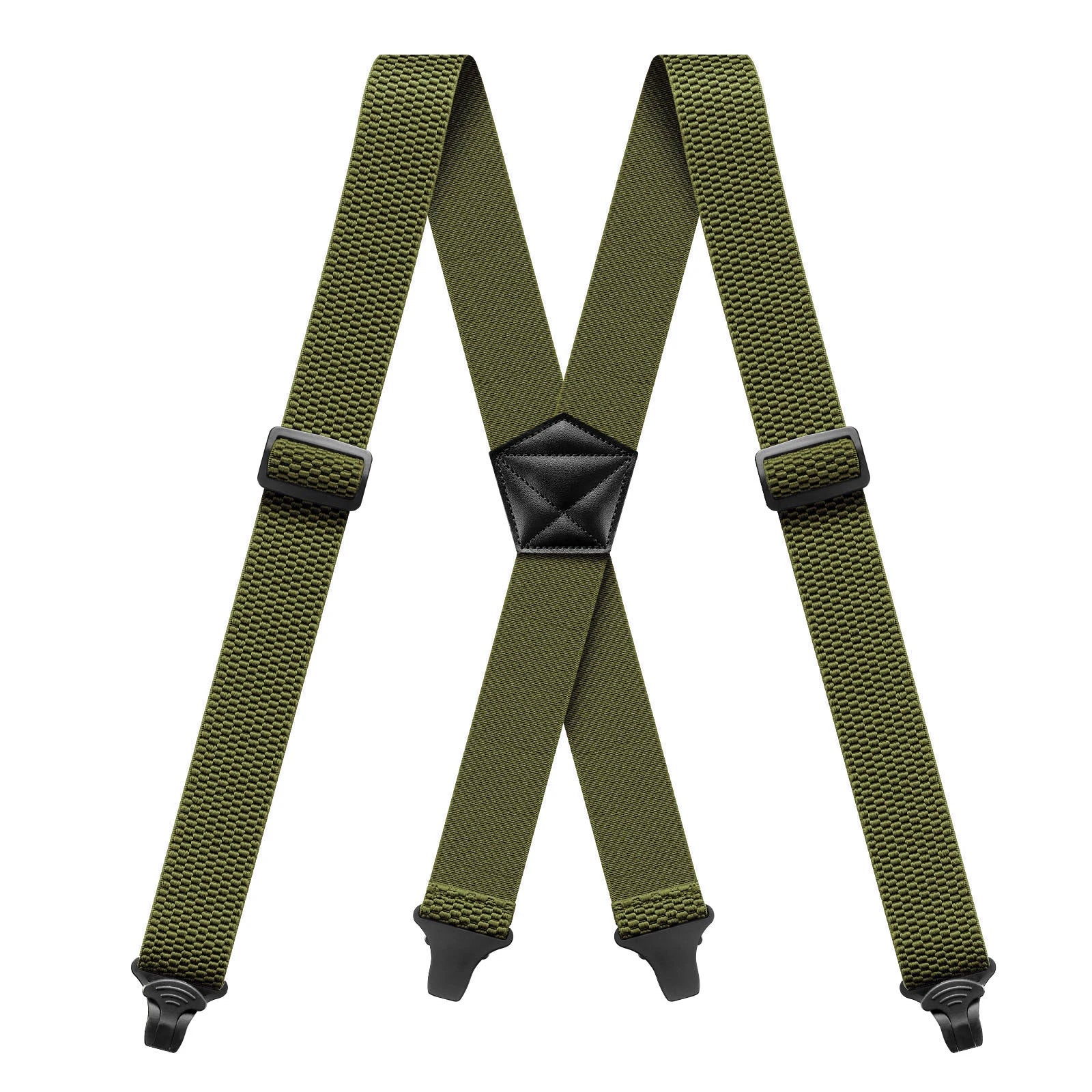 Heavy Duty Men’s Suspenders 3.8cm Wide X-Back Work Braces with 4 Strong Plastic Gripper Clasps – Adjustable Elastic Trouser Suspenders