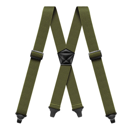 Heavy Duty Men’s Suspenders 3.8cm Wide X-Back Work Braces with 4 Strong Plastic Gripper Clasps – Adjustable Elastic Trouser Suspenders