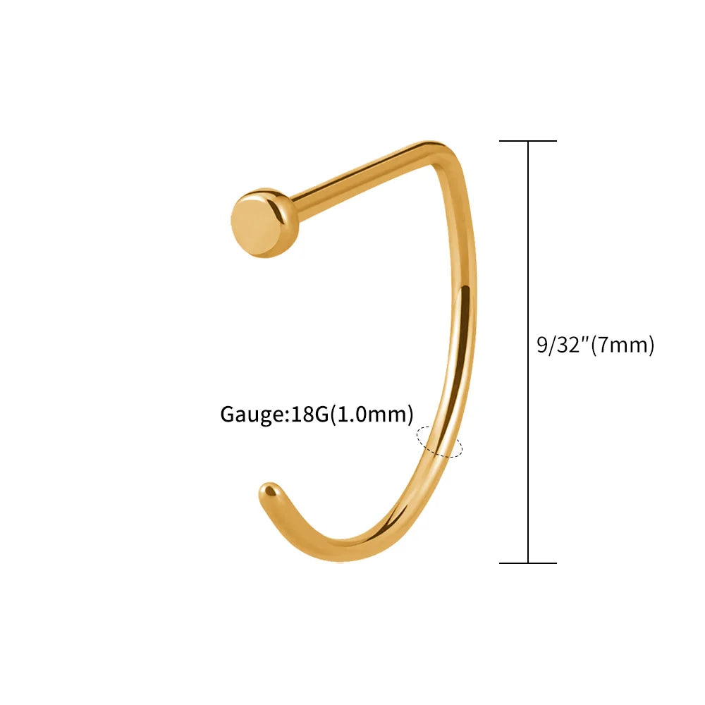 5PCS 20G Titanium Open D Shape Nose Ring Hoop