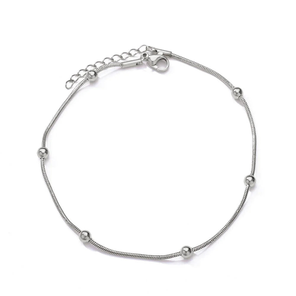 Doppelschichtige silberfarbene Fußkettchen für Frauen
