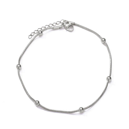 Doppelschichtige silberfarbene Fußkettchen für Frauen