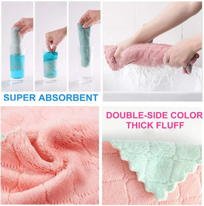 Fast-Drying Coral Velvet Kitchen Towels