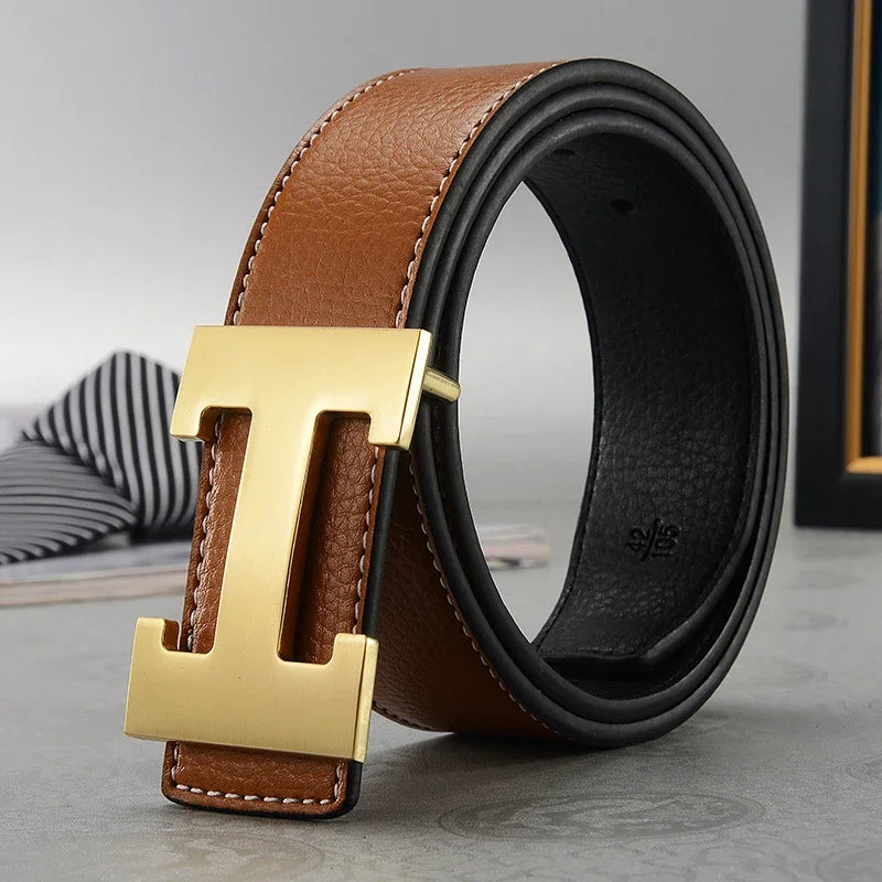 Men's Lightwieght Metal Smooth Genuine Leather Belts