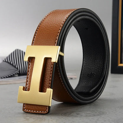 Men's Lightwieght Metal Smooth Genuine Leather Belts