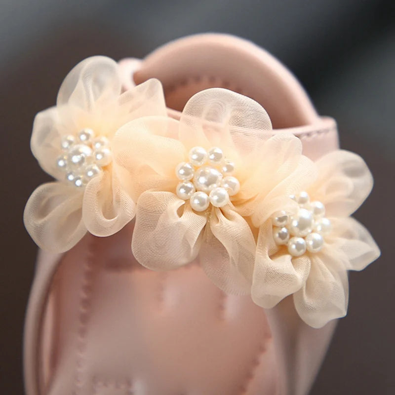 Chaussures décontractées princesse à la mode avec fleurs et perles