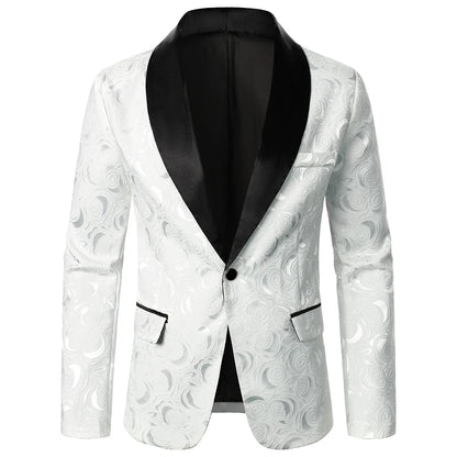 Luxurious Rose Pattern Jacquard Men’s Blazer