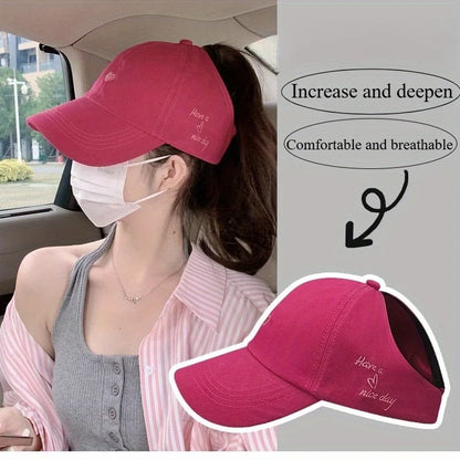 Sommer-Baseballkappe für Damen – Bucket Hat für Pferdeschwänze 