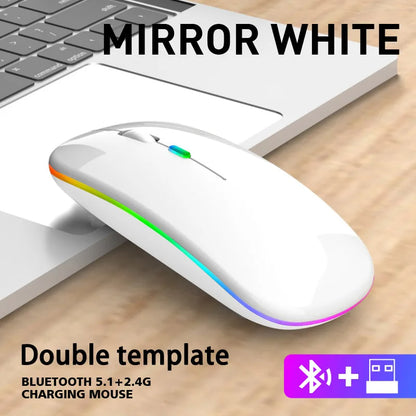 Rechargeable RGB Ergonomic Silent Click Mouse - Wireless Mice Mouse