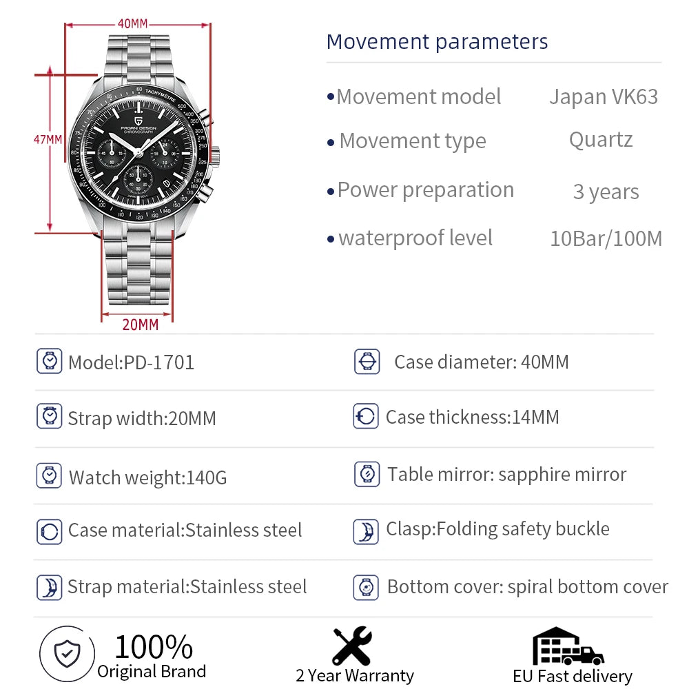 Chronograph Men's Wristwatch with Auto Date Feature