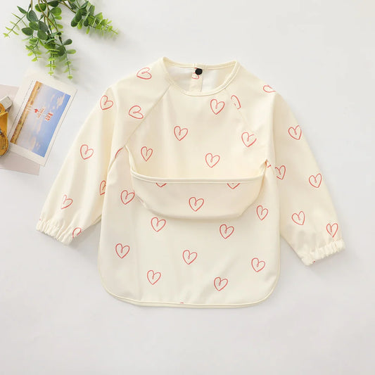 New Feeding Waterproof Long Sleeve Baby Bib With Pocket