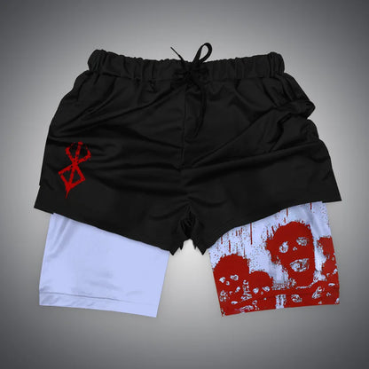 Gym-Shorts mit Dragon Ball &amp; One Piece-Anime-Print