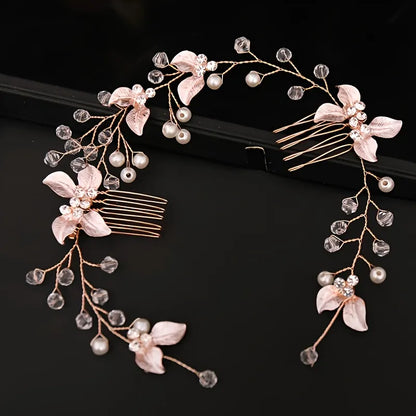 Haarband mit Perlenblatt-Kamm für Damen