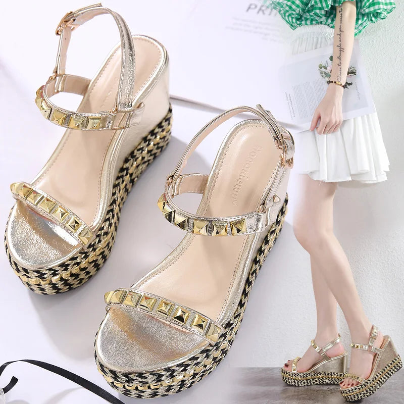 Rivet Glam Ankle Strap Sandals