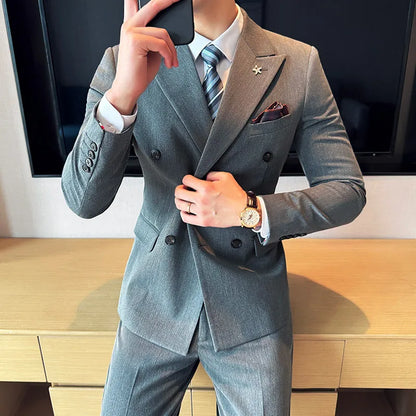 Costume classique 3 pièces de style coréen pour hommes