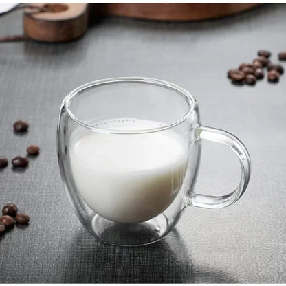 Tasse en verre transparente à double paroi résistante à la chaleur