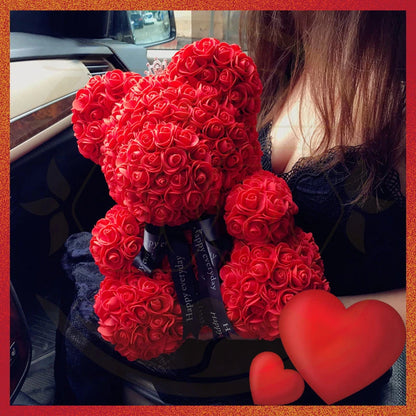 Valentinstag Geschenke Dekoration Rose Bär Künstliche Blume Mit Box Lichter Teddybär