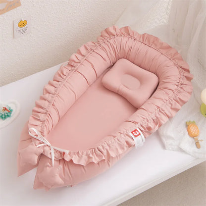 Cotton Nest Bed Newborn Bumper Soft Travel Bed Birth Gift Baby Portable Crib Lounger for Boys Girls