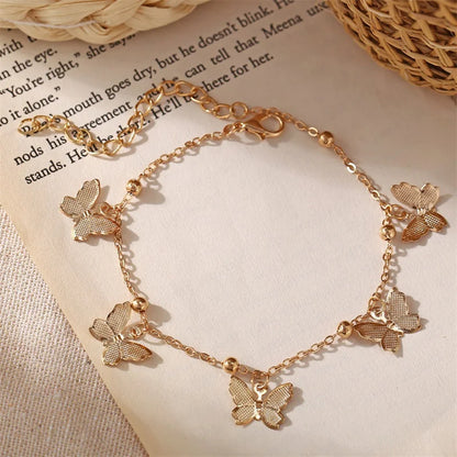 1pc Fashion Butterfly Charm Layered Anklet