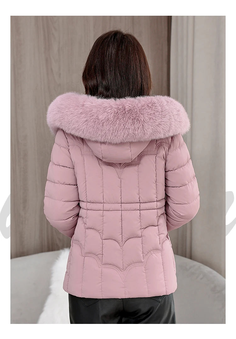 Parka d'hiver à capuche matelassée en coton pour femme