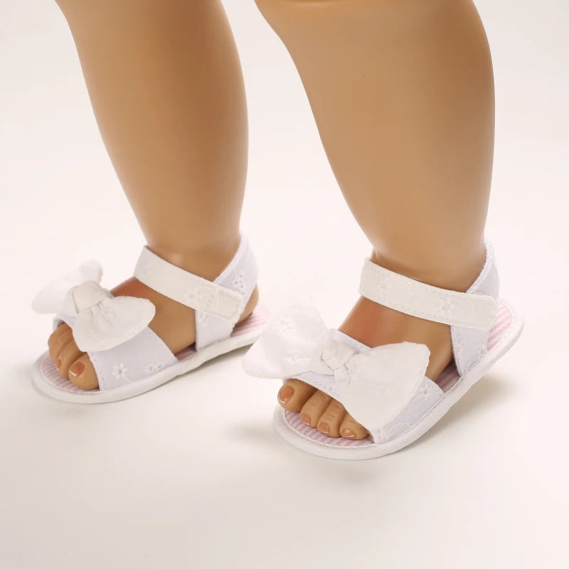 Baby Mädchen Sandalen mit Schleife, atmungsaktiv, flach, Prinzessin, weiche Sohle