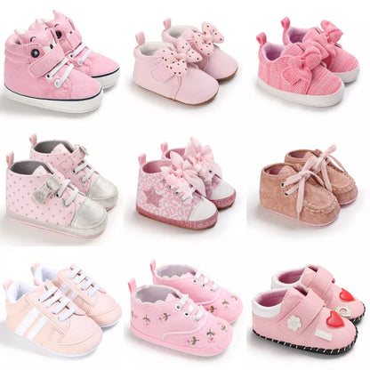 Prinzessinnen-Babyschuhe mit weicher Sohle in Rosa