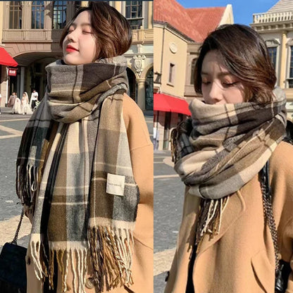 Women's Warm Autumn Winter Plaid Neckerchief Scarf