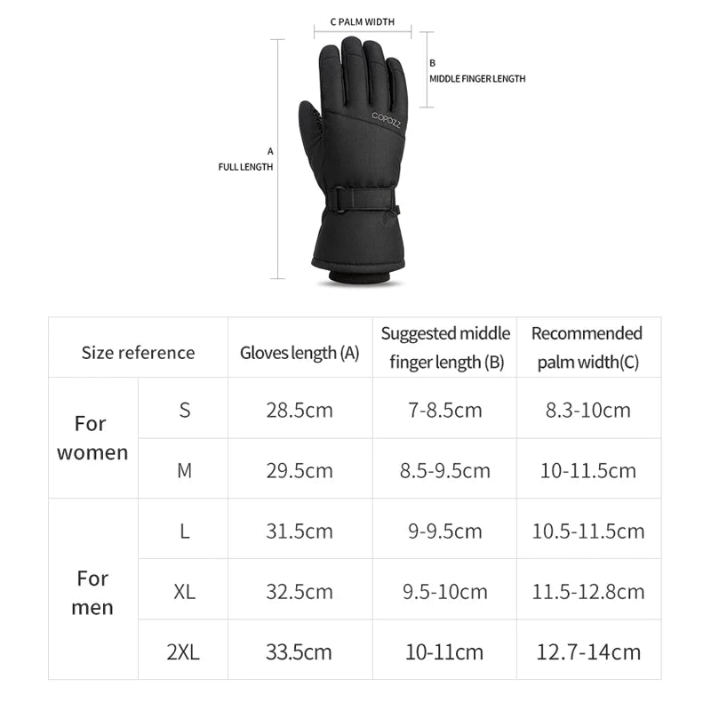 Copozz Waterproof Winter Ski Gloves