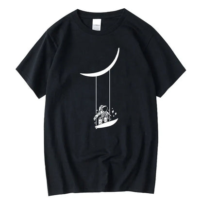 T-shirt à manches courtes et col rond imprimé Astronaut Moon Swing