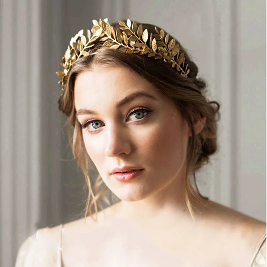Silberne Krone im Blatt-Stil für Hochzeiten für Damen