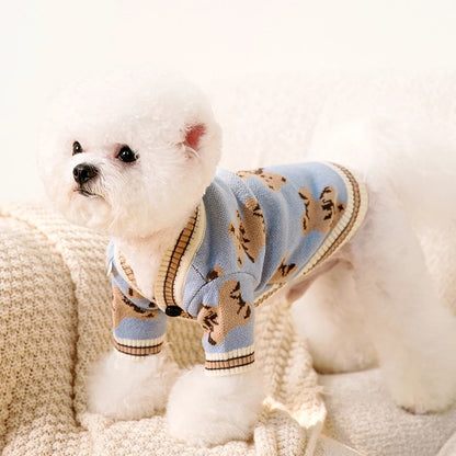 Gestreifter Strickjackenpullover für Haustiere – Haustier-Outfit