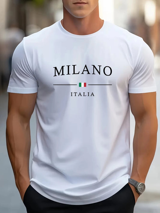 Men's Summer Milano Letters Print Y2K Tee