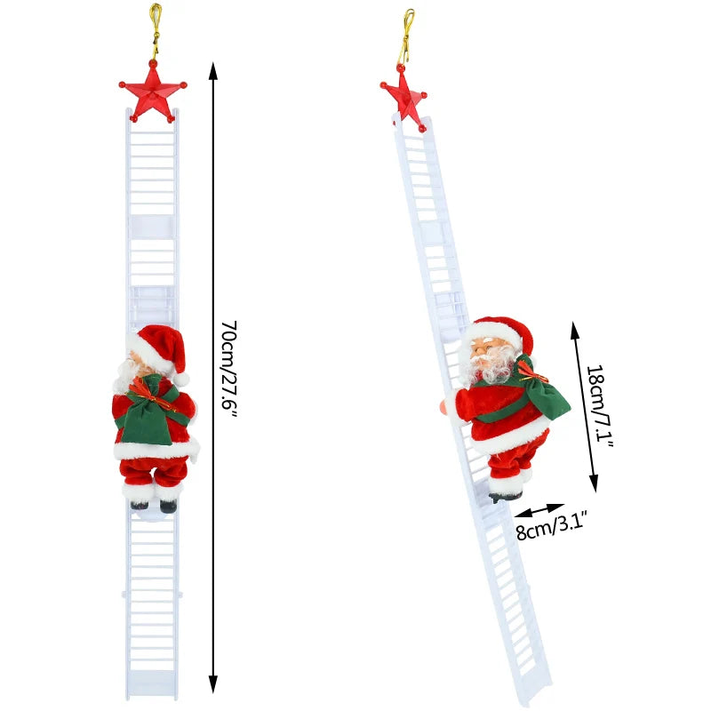 Ornement musical représentant un Père Noël grimpant à l'échelle