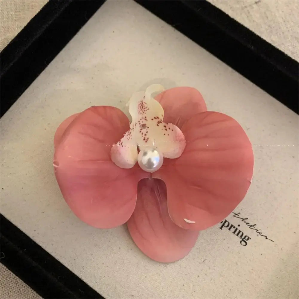 Pinces à cheveux pour fille avec mini perles et fleur d'orchidée papillon