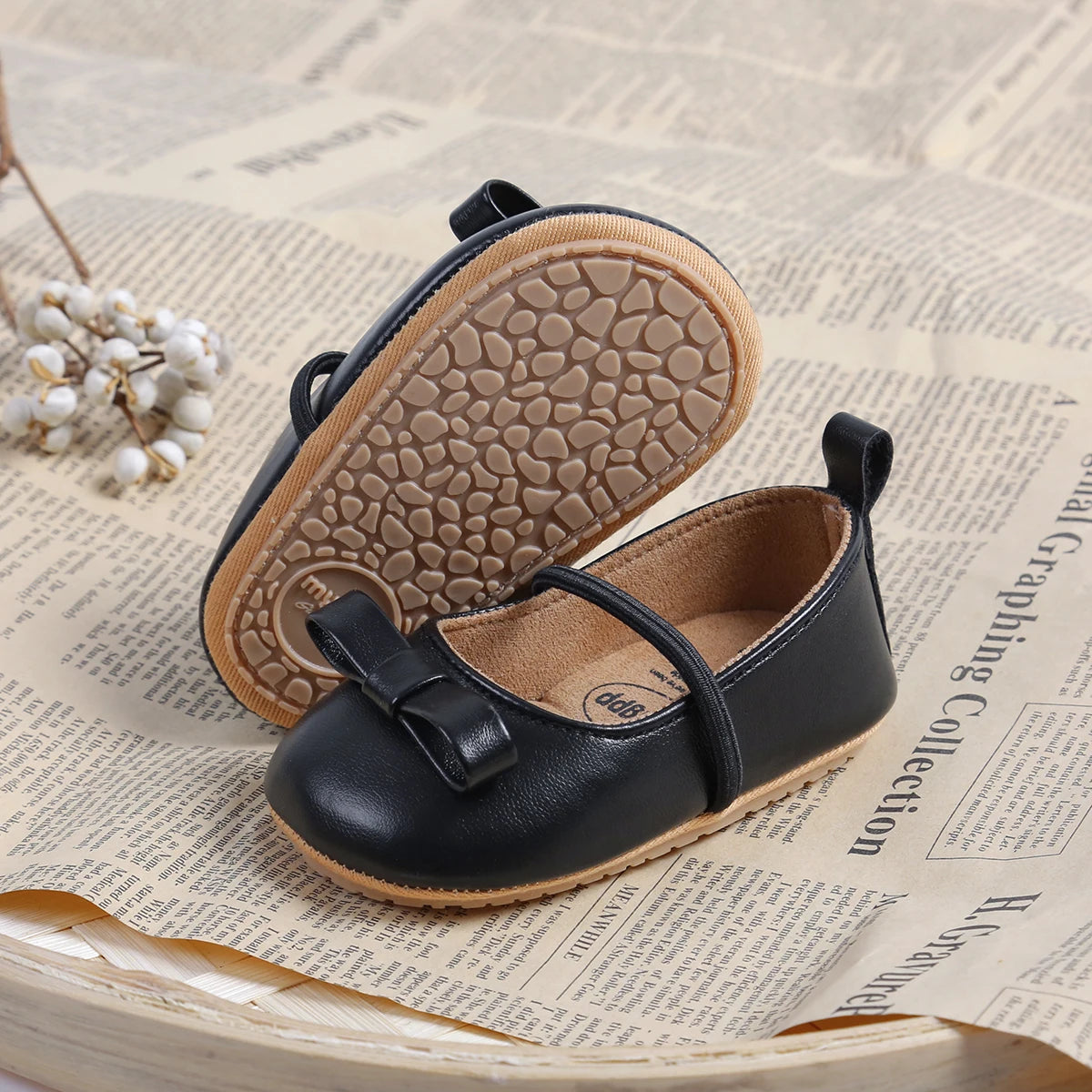 Flache Baby-Prinzessin-Schuhe mit Schleife