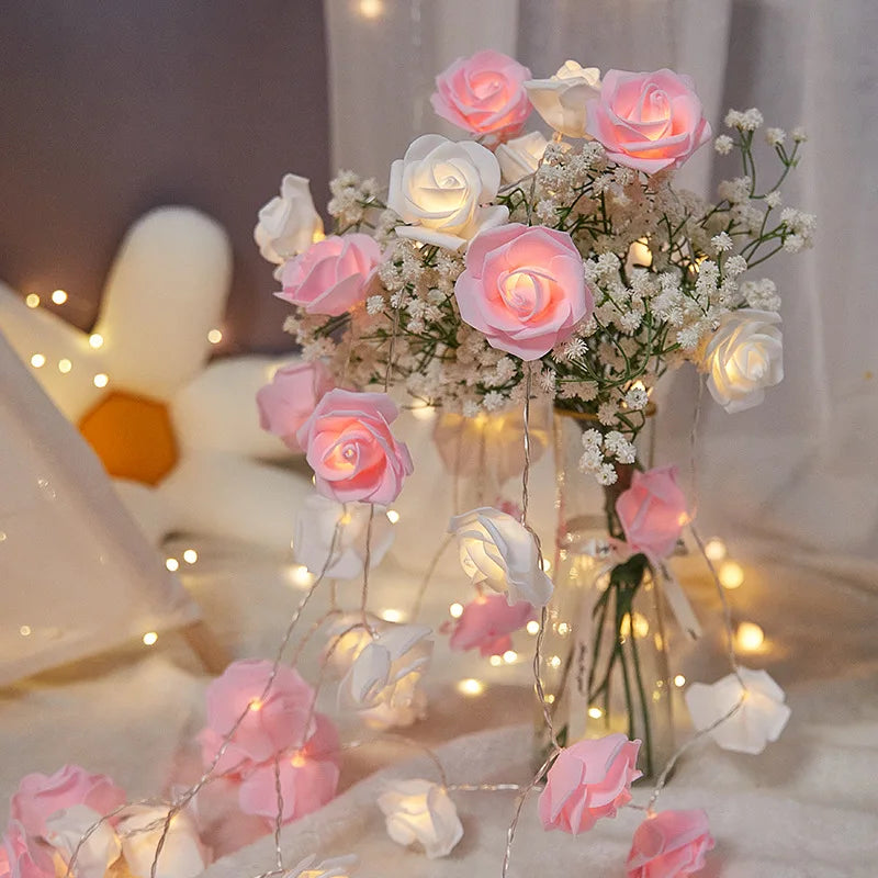 10LED Valentinstag Rose String Lichter - Blume Girlande Fairy Light romantische Valentinstag Geschenk