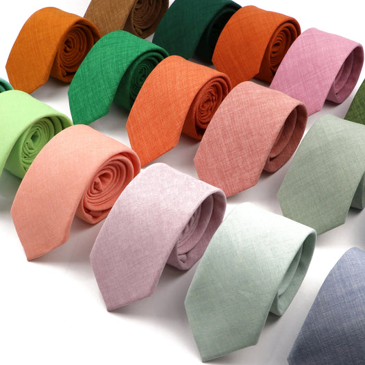 Cravates de couleur unie en coton faites à la main pour hommes