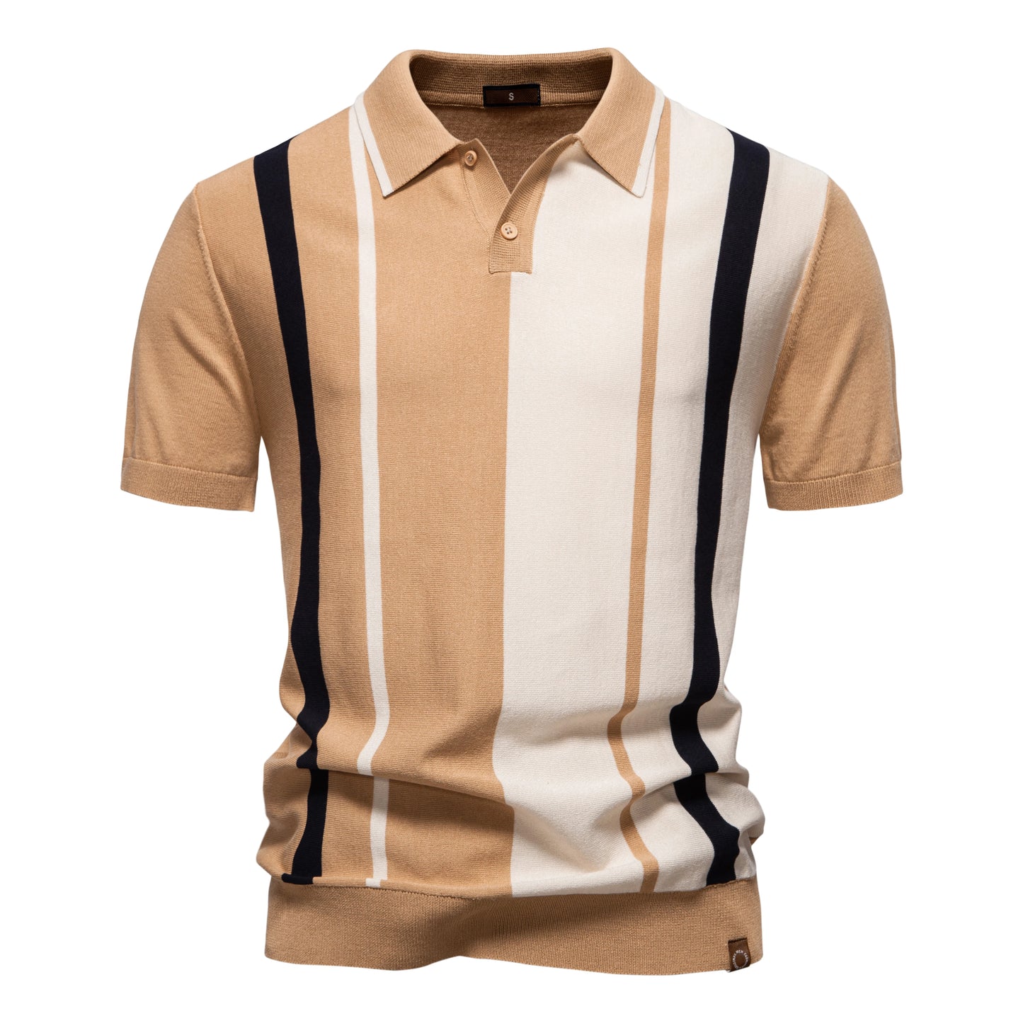 Men's Breathable Striped Mesh Polo Shirt