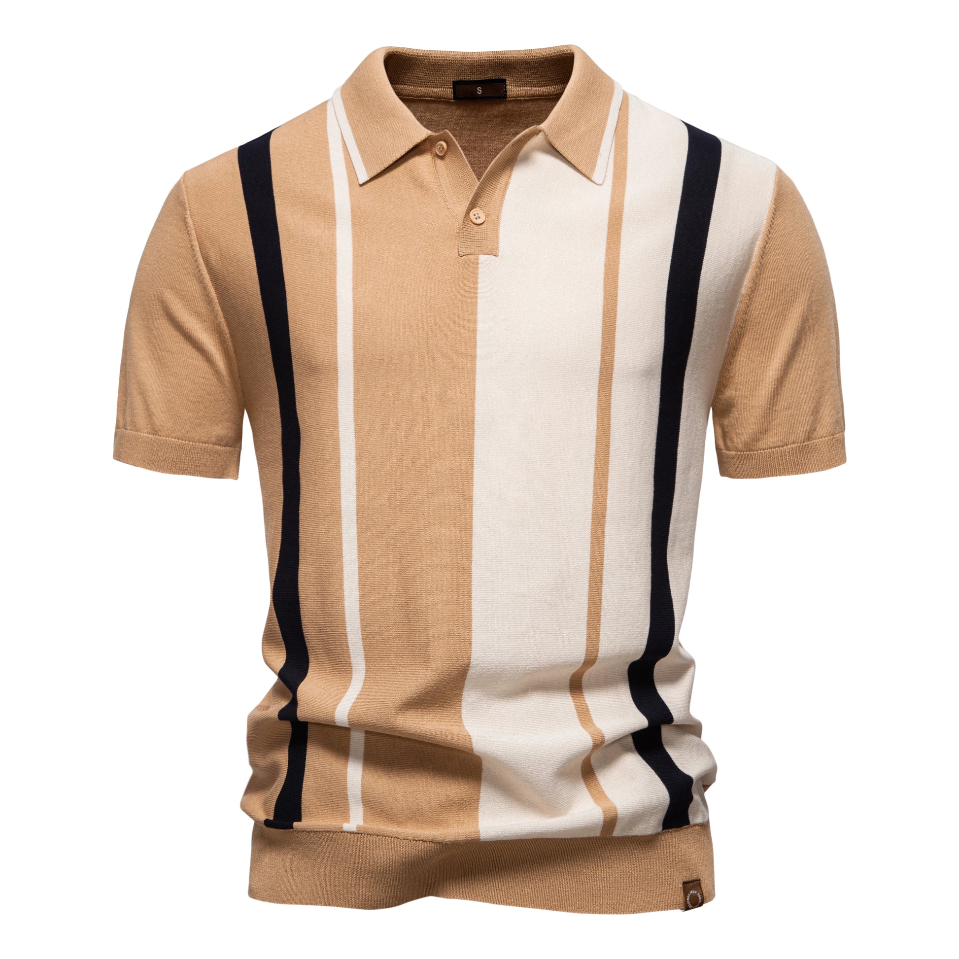 Men's Breathable Striped Mesh Polo Shirt