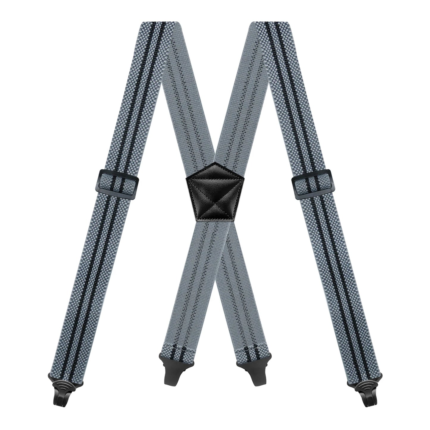 Heavy Duty Men’s Suspenders 3.8cm Wide X-Back Work Braces with 4 Strong Plastic Gripper Clasps – Adjustable Elastic Trouser Suspenders